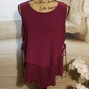 Cato Plum colored double layer Blouse Size M